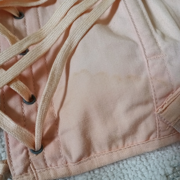 VINTAGE "CAMP" BALLERINA PINK FAN LACE UP CORSET! COTTON/ RAYON. UNWORN! - Picture 16 of 16